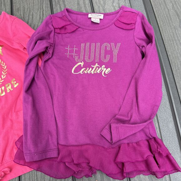 Lot of 2 Juicy Couture Girls Long Sleeves Pullover Shirts Size 6 & 7 - Picture 2 of 16
